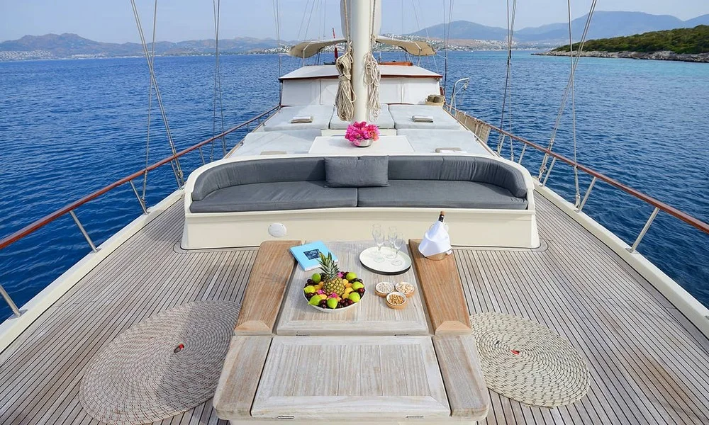 Cobra III gulet's spacious deck with comfortable seating