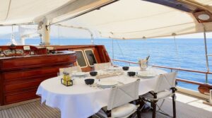 Cobra III gulet's spacious deck for al fresco dining