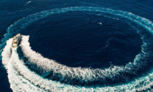 Luxury motor yacht Bormus 1 sailing in turquoise waters of Gocek