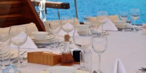 The Caner IV Gulet exterior dining details