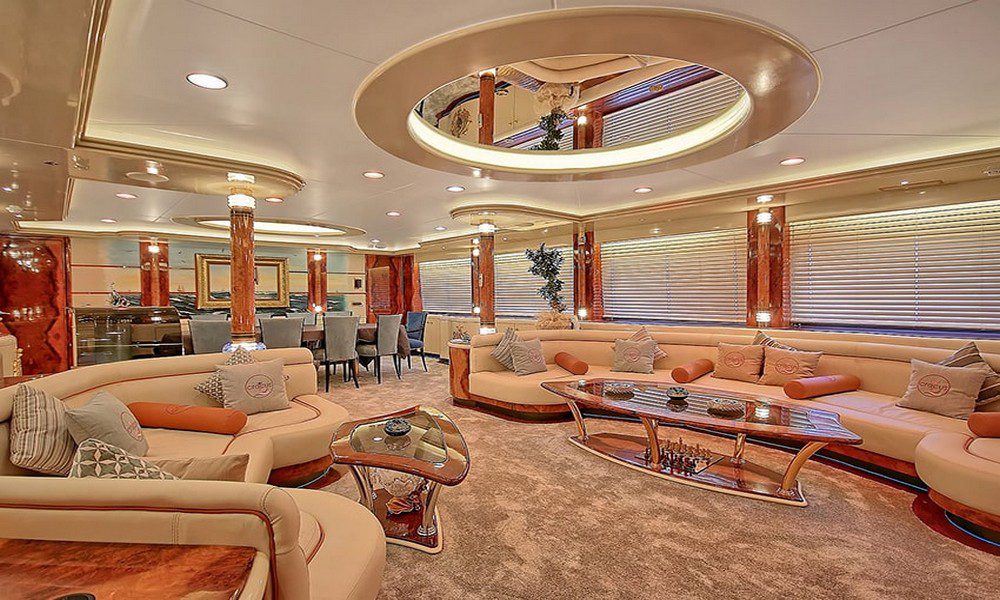 Elegant interior of Crocus Motor Yacht for charter in Bodrum
