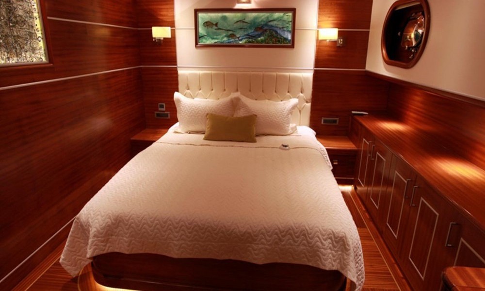 The cabin of the Carpe Diem IV - Luxurious Motor Sailing Yacht- Luna Yacht Charter