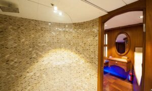 Modern and well-appointed bathroom and toilet in the cabins of Gulet Berrak Su, ensuring convenience on a luxury gulet vacation